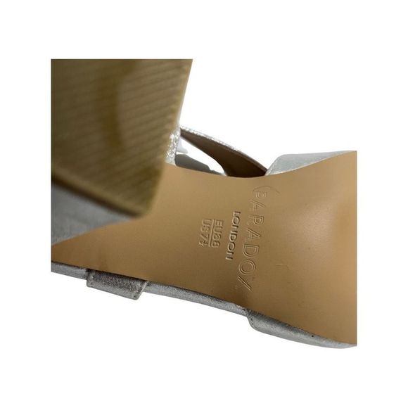 Paradox London Hibiscus Block Heels,Women Size 7.5M ,Silver - Picture 5 of 6